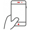 Hand and mobile phone icon