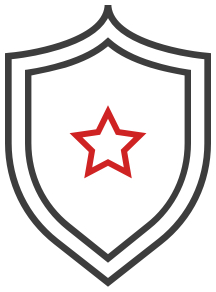 Sheild with a star icon for reliable products 