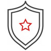 Sheild with a star icon for reliable products 
